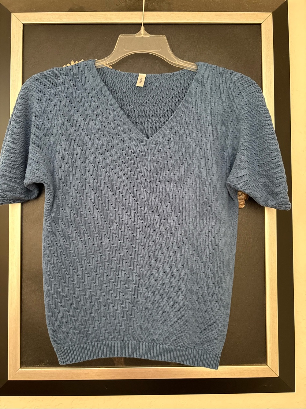Women's V-Neck Knit Top - Light Blue